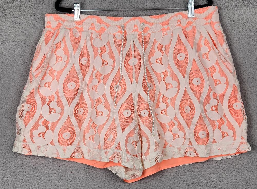 LANE BRYANT Shorts Womens 18/20 Orange Peach Beach Summer Elastic Band Swimming
